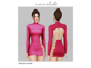 Sims 4 — [PATREON] Side Lace Up Dress by mermaladesimtr — New Mesh 8 Swatches All Lods Teen to Elder For Female