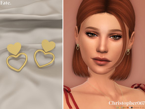 Sims 4 — Fate Earrings by christopher0672 — This is a super adorable pair of flat heart stud earrings with a dangling