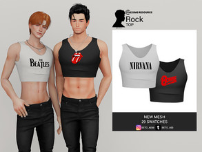 Sims 4 — Rock (Top) by Beto_ae0 — Men crop top with rock prints, hope you like it - 29 colors - New Mesh - All Lods - All