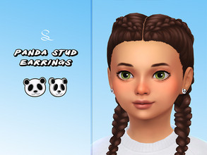 Sims 4 — Panda Stud Earrings for Kids by simlasya — For kids All LODs New mesh 2 swatches HQ compatible Custom thumbnail