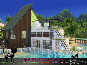 Sims 4 — FGD RealEstate 2022057 by Merit_Selket — Tropical home for a family in bright green, built in Sulani 30 x 20