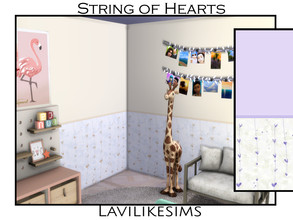 Sims 4 — String of Hearts by lavilikesims — A sweet wallpaper half and half, plain on top and strings of hearts on the