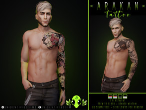 Sims 4 — Arakan Tattoo by unidentifiedsims — x1 placement x2 colours x2 shades of each colour HQ compatible Works with
