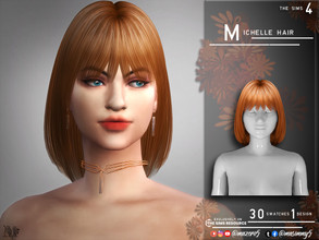 Sims 4 — Michelle Hair by Mazero5 — Short to medium length hair that layers on its sides 30 Swatches to choose from All