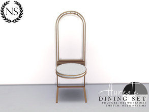 Sims 4 — Aureate Dining - Chair by networksims — An abstract dining chair with a greyscale seat and gold supports.
