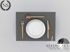 Sims 4 — Networksims - Aureate Dining - Place Setting by networksims — A place setting with a plate, placemat, and