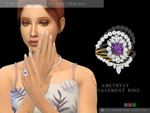 Sims 4 — Amethyst Engagement Ring by Glitterberryfly — A gorgeous Amethyst engagement ring with wedding bands