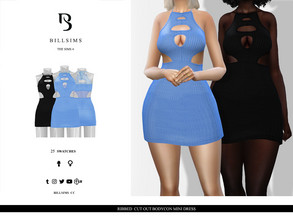 Sims 4 — Ribbed Cut Out Bodycon Mini Dress by Bill_Sims — This dress features a ribbed material with a cut-out design and