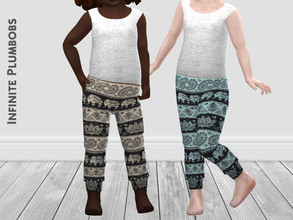 Sims 4 — Toddler Tribal Joggers by InfinitePlumbobs — Adorable Elephant Tribal Print Joggers for Toddlers - 4 Swatches -
