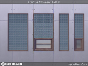 Sims 4 — Marina Window 1x2 B by Mincsims — Basegame Compatible. 8 swatches. for short wall.