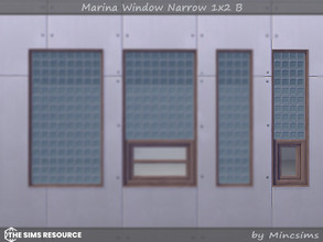 Sims 4 — Marina Window Narrow 1x2 B by Mincsims — Basegame Compatible. 8 swatches. for short wall.