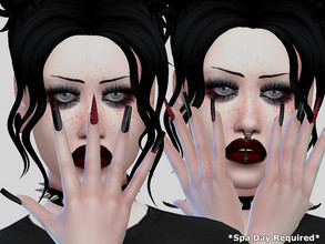 Sims 4 — Black Nails with Gemstones by simsloverxyz — Black Nails with Gemstones - 6 Swatches