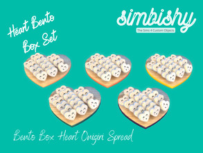 Sims 4 — Bento Box Onigiri Spread by simbishy — For cute lunchtimes! A heart-shaped chopping board with onigiri overflow