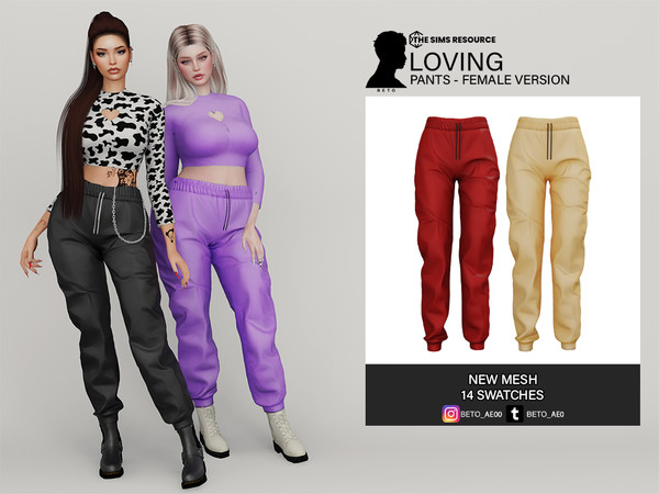 Sims 4 — Loving (Pants - Female Version) by Beto_ae0 — Female pants,hope you like it - 14 colors - New Mesh - All Lods -