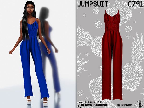 Sims 4 — Jumpsuit C791 by Daph's — 6 Swatches Compatible with HQ mod Works with all of skins Custom Thumbnail New Mesh