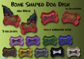 Sims 2 — Bone Shaped Dog Dish by Simaddict99 — A special food dish in your canine\'s favorite shape- a yummy Bone! Comes