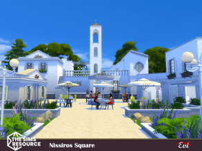 Sims 4 — Nissiros Square_only one TSR CC by evi — An open air summer restaurant built in three levels. First level,
