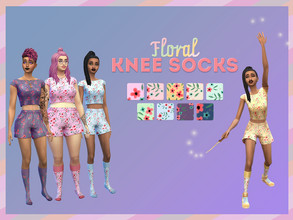 Sims 4 — Floral Knee Socks by shelovespolkadots — Cute, floral Knee Socks in 9 colors With matching Shirts and Shorts.