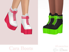 Sims 4 — Cara Boots by Dissia — Black or white ankle length boots with colorful straps and platforms Available in 40