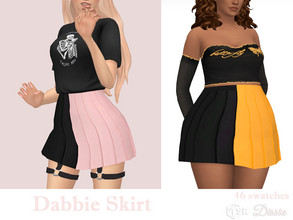 Sims 4 — Dabbie Skirt by Dissia — Two colors short skirt joining black half with different colors :) Available in 46