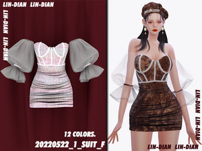 Sims 4 — Women's clothing by LIN_DIAN — - New Mesh. - ALL Lods. - 12 Colors. - Normal MAP.