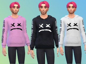 Sims 4 — Lil Peep Hoodie- Crybaby by GhostyBoyTyler — Black, white and pink versions of Peeps Crybaby hoodie. 