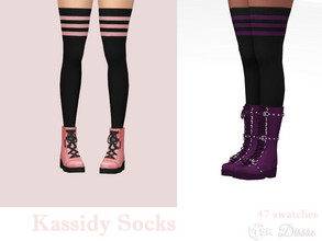 Sims 4 — Kassidy Socks by Dissia — High above knee socks with three colorful straps :) Available in 47 swatches