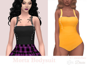 Sims 4 — Morta Bodysuit (Top) by Dissia — Tank bodysuit on thick fastened to top straps :) Available in 47 swatches