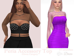 Sims 4 — Peria Accessory Top by Dissia — Accessory long sleeves fishnet top Available in 47 swatches Gloves Category