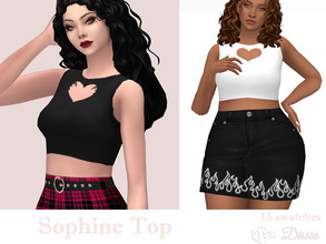 Sims 4 — Sophine Top by Dissia — Short tank top with cute heart cut :) Available in 15 swatches