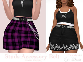 Sims 4 — Studs Accessory Belt (Gloves Category) by Dissia — Accessory belt with studs Available in 15 swatches (3 high