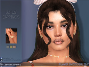 Sims 4 — Lotus Earrings by PlayersWonderland — Lotus shaped earrings for young adults to elders. Coming in 3 metal