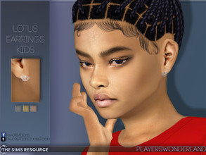 Sims 4 — Lotus Earrings Kids by PlayersWonderland — Lotus shaped earrings for kids only. Coming in 3 metal colors. Custom