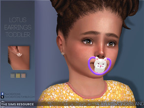 Sims 4 — Lotus Earrings Toddler by PlayersWonderland — Lotus shaped earrings for toddlers only. Coming in 3 metal colors.