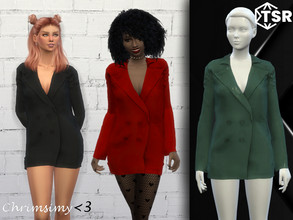 Sims 4 — Jacket Dress by chrimsimy — A oversized jacket with buttons worn as a short dress! It comes in light and dark