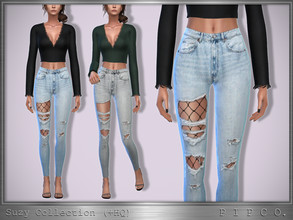 Sims 4 — Suzy Jeans (Ripped). by Pipco — Ripped jeans in 6 swatches. 3 Colors - With or Without Fishnet Base Game