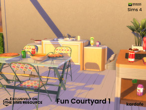 Sims 4 — Fun Courtyard 1 by kardofe — Furniture to decorate an outdoor dining room, with barbecue, sink, table and chairs