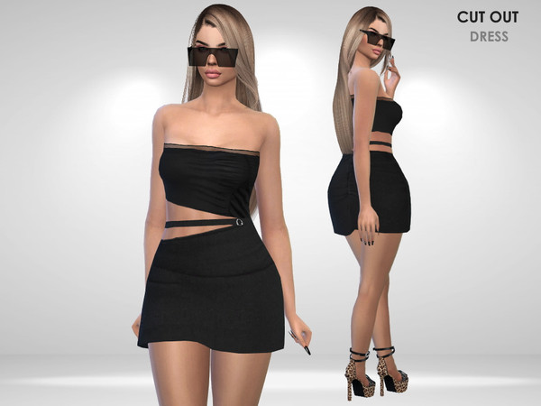 Sims 4 — Cut Out Dress by Puresim — Strapless cut out dress.