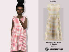 Sims 4 — Dress No.211 by _Akogare_ — Akogare Dress No.211 - 8 Colors - New Mesh (All LODs) - All Texture Maps - HQ