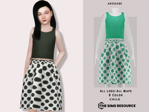 Sims 4 — Dress No.212 by _Akogare_ — Akogare Dress No.212 - 8 Colors - New Mesh (All LODs) - All Texture Maps - HQ