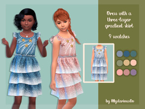 Sims 4 — Dress with a three-layer gradient skirt by MysteriousOo — Dress with a three-layer gradient skirt for kids in 9