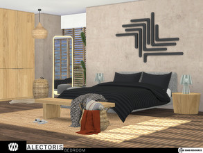 Sims 4 — Alectoris Bedroom by wondymoon — Modern style Alectoris bedroom with fabric double bed, glass lighting and