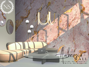 Sims 4 — Ambrosia Marble Wall Mural by networksims — A pink and gold marble wall mural.