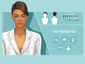 Sims 4 — Viv Hairstyle by simcelebrity00 — Hello Simmers! This French Twist, mid bun, and hat compatible hairstyle is