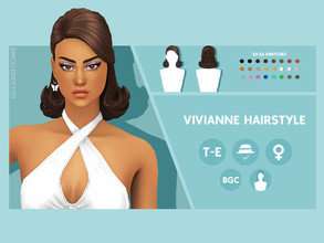 Sims 4 — Vivianne Hairstyle by simcelebrity00 — Hello Simmers! This French Twist updo, curled ends, and hat compatible