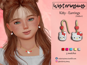 Sims 4 — Kitty - Earrings (Toddler) by WisteriaSims — **FOR TODDLER'S **NEW MESH - 5 swatches - Base Game Compatible - HQ