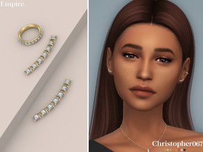 Sims 4 — Empire Earrings by christopher0672 — This is a chic pair of baguette-cut diamond ear crawler earrings with a