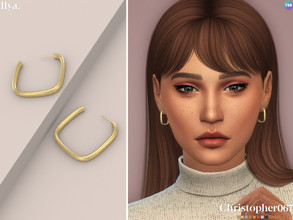 Sims 4 — Ilya Earrings by christopher0672 — This is a fun pair of big square hoop earrings in a bunch of metal tones plus