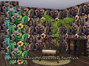Sims 4 — MB-OpulentWallwear_Exotica by matomibotaki — MB-OpulentWallwear_Exotica fancy jungle wallpaper in three