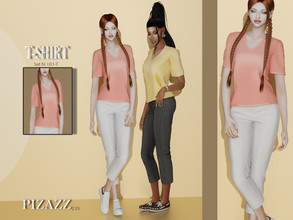 Sims 4 — Ladies Casual T-Shirt by pizazz — Ladies Casual T-Shirt Top for your female sims. Sims 4 games. Put something